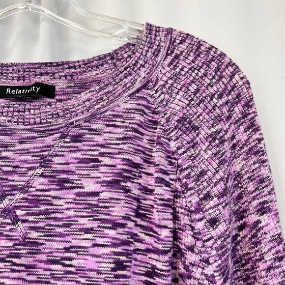 Relativity Women’s Round Neck Long Sleeve Pullover Sweater Purple Space Dye 2X - Picture 3 of 9